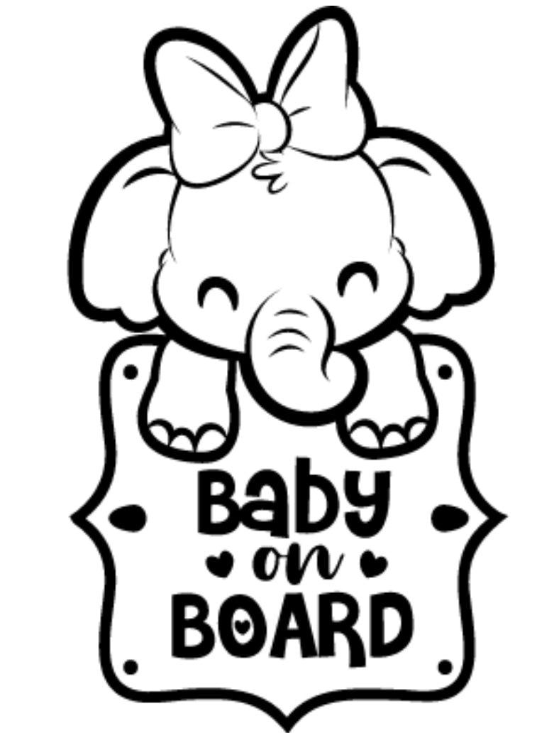 Decal - Baby on Board - Elephant Girl