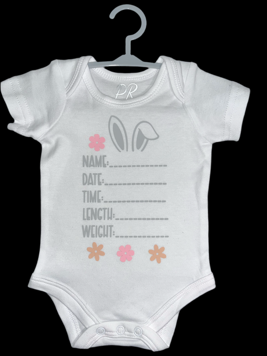 Baby Bodysuit - Baby’s Personal Info - Bunny